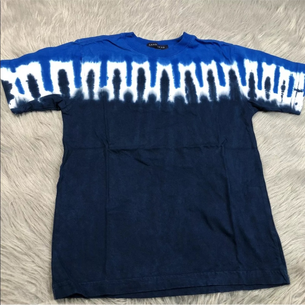 Lands End Boys Blue Tie Dye T Shirt Sz Large